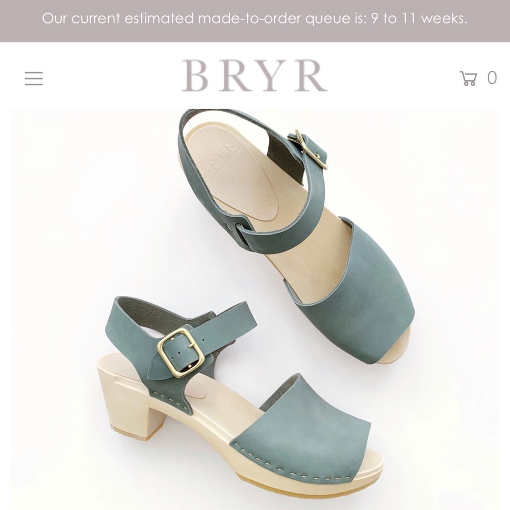 BRYR clogs handmade in San Francisco.  Size 40